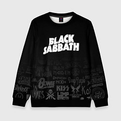 Свитшот детский Black Sabbath логотипы рок групп, цвет: 3D-черный