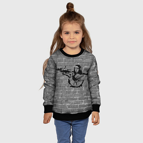 Детский свитшот Мона Лиза Бэнкси Banksy / 3D-Черный – фото 4