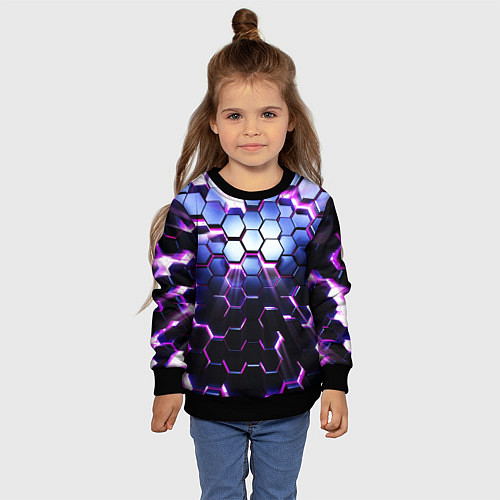 Детский свитшот Соты - 3d / 3D-Черный – фото 4