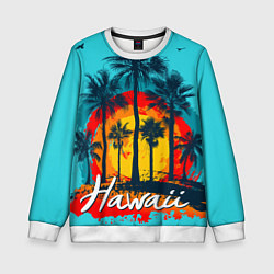 Свитшот детский Hawaii Солнце, Пальмы, цвет: 3D-белый