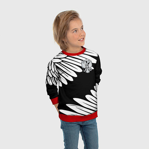 Детский свитшот КРЫЛЬЯ СВОБОДЫ ГЕРБ РОССИИ / 3D-Красный – фото 3
