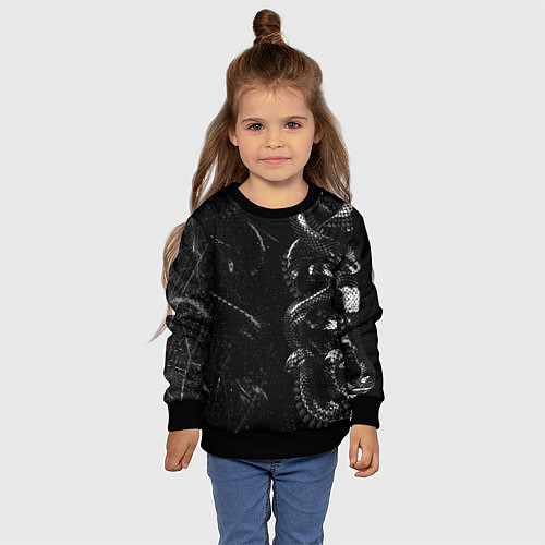 Детский свитшот Змеиный Паттерн Snake Black / 3D-Черный – фото 4