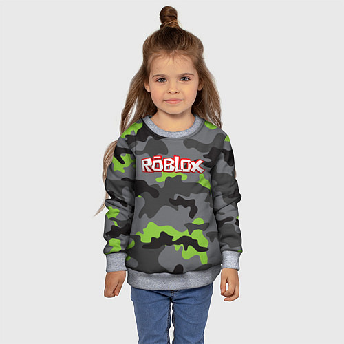 Детский свитшот Roblox Камуфляж Серо-Чёрный / 3D-Меланж – фото 4