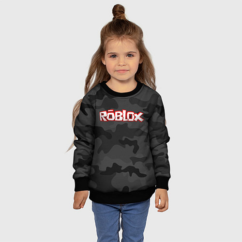 Детский свитшот Roblox Камуфляж Тёмные Воды / 3D-Черный – фото 4