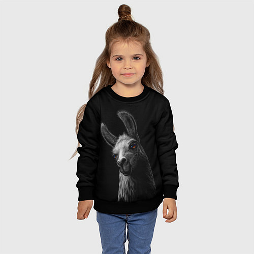 Детский свитшот Портрет милой ламы / 3D-Черный – фото 4