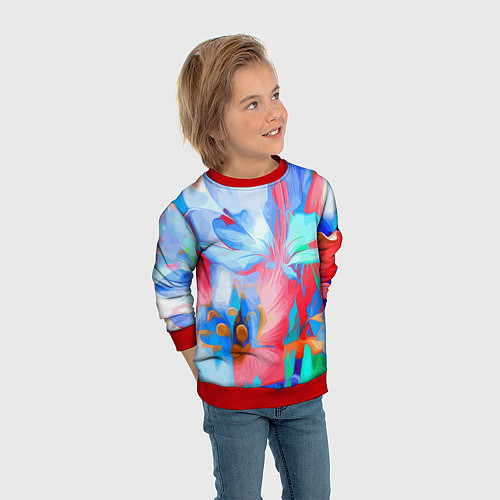 Детский свитшот Fashion floral pattern / 3D-Красный – фото 3