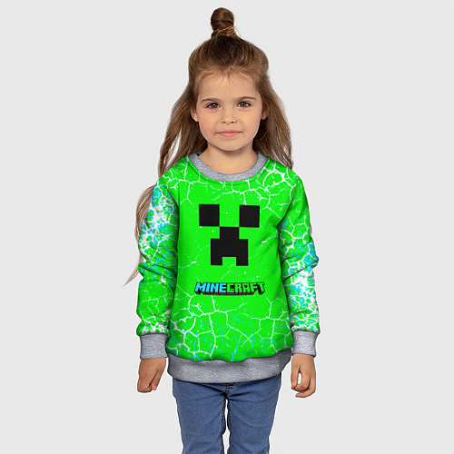 Детский свитшот Minecraft зеленый фон / 3D-Меланж – фото 4