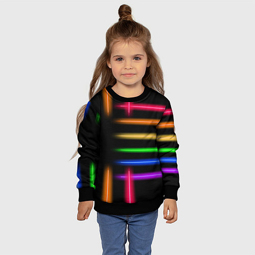 Детский свитшот Неоновое свечение Minimalism Neon / 3D-Черный – фото 4