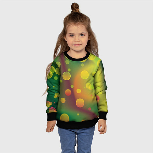 Детский свитшот Кружочки на разноцветном фоне / 3D-Черный – фото 4