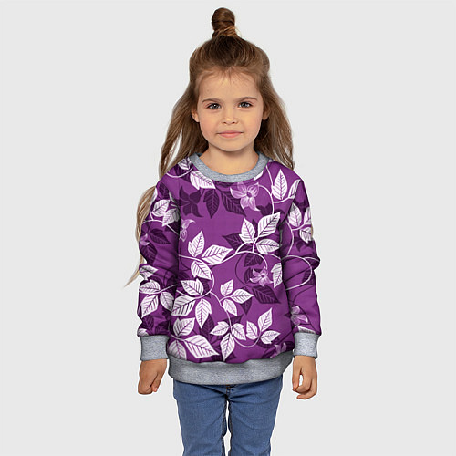 Детский свитшот Фиолетовый вьюнок / 3D-Меланж – фото 4