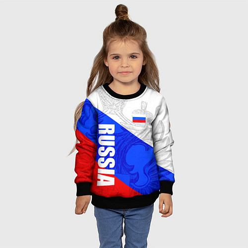 Детский свитшот RUSSIA - SPORTWEAR - ТРИКОЛОР / 3D-Черный – фото 4