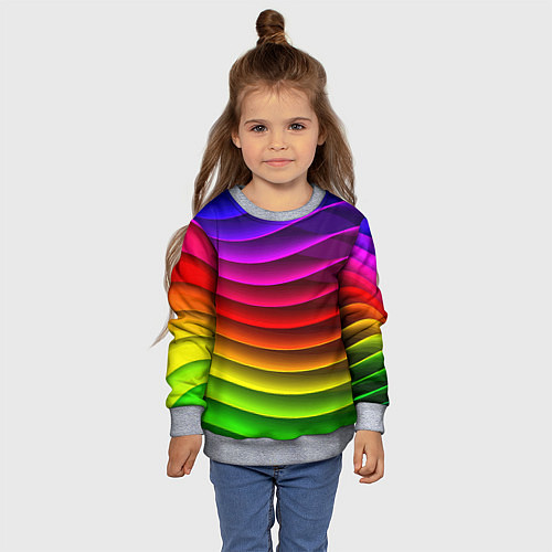 Детский свитшот Color line neon pattern Abstraction Summer 2023 / 3D-Меланж – фото 4