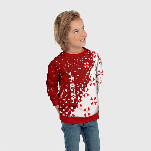 Детский свитшот Resident Evil Umbrella Corporation паттерн / 3D-Красный – фото 3