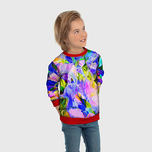 Детский свитшот Красочный цветочный узор Весна - Лето 2023 Colorfu / 3D-Красный – фото 3