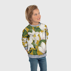 Свитшот детский Цветы Белые Лилии, цвет: 3D-меланж — фото 2