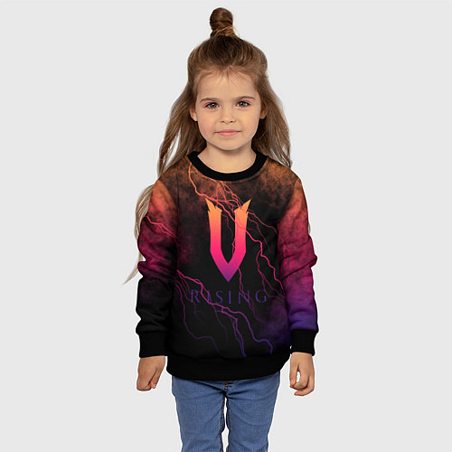 Детский свитшот V Rising молнии / 3D-Черный – фото 4