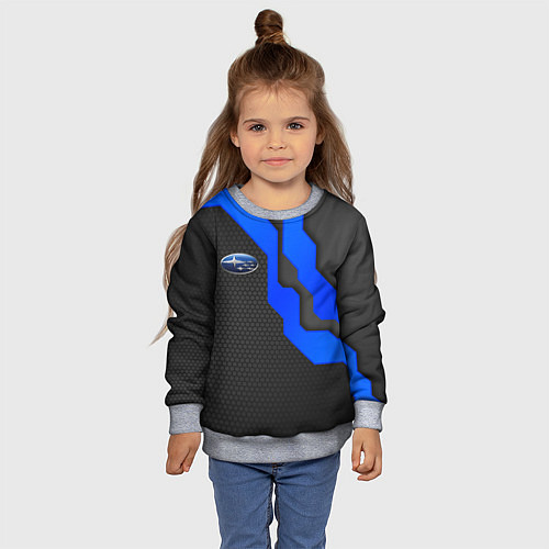 Детский свитшот SUBARU - СУБАРУ ТЕХНОЛОГИЧЕСКАЯ БРОНЯ / 3D-Меланж – фото 4