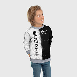 Свитшот детский СУБАРУ - SUBARU ЧЕРНО БЕЛЫЕ БРЫЗГИ КРАСКА, цвет: 3D-меланж — фото 2