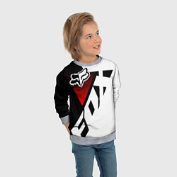 Свитшот детский FOX RACING - ФОКС ЧЕРНЫЙ И БЕЛЫЙ, цвет: 3D-меланж — фото 2