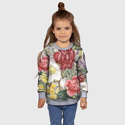 Свитшот детский Цветы Красочный Садовый Букет, цвет: 3D-меланж — фото 2