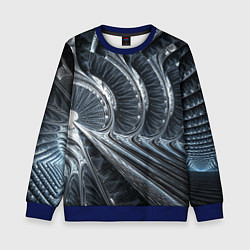 Свитшот детский Фрактальный абстрактный паттерн Броня Fractal Abst, цвет: 3D-синий