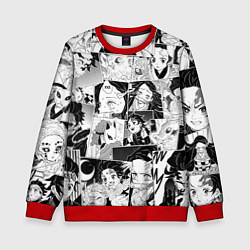 Свитшот детский Клинок рассекающий демонов паттерн, цвет: 3D-красный