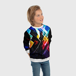 Свитшот детский Неоновая молния Абстракция Neon Lightning Abstract, цвет: 3D-белый — фото 2
