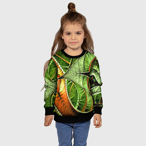 Детский свитшот Растительный абстрактный фрактальный паттерн Veget / 3D-Черный – фото 4