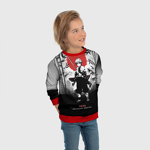 Детский свитшот ЗЕНИЦУ КЛИНОК, РАССЕКАЮЩИЙ ДЕМОНОВ / 3D-Красный – фото 3