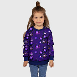Свитшот детский Цветы Фиолетовые Гибискус На Синем Фоне, цвет: 3D-синий — фото 2