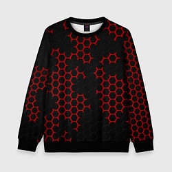 Детский свитшот НАНОКОСТЮМ Black and Red Hexagon Гексагоны