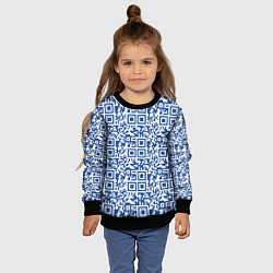 Свитшот детский QR код паттерн синий, цвет: 3D-черный — фото 2