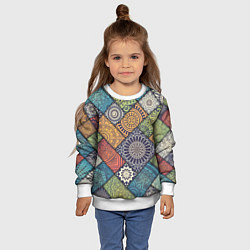 Свитшот детский Мандала орнамент, цвет: 3D-белый — фото 2