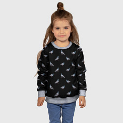 Свитшот детский Голуби на черном паттерн, цвет: 3D-меланж — фото 2