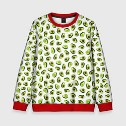 Свитшот детский Смешное авокадо на белом фоне, цвет: 3D-красный
