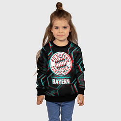Свитшот детский Bayern FC в стиле Glitch на темном фоне, цвет: 3D-черный — фото 2