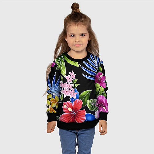 Детский свитшот Floral vanguard composition Летняя ночь Fashion tr / 3D-Черный – фото 4