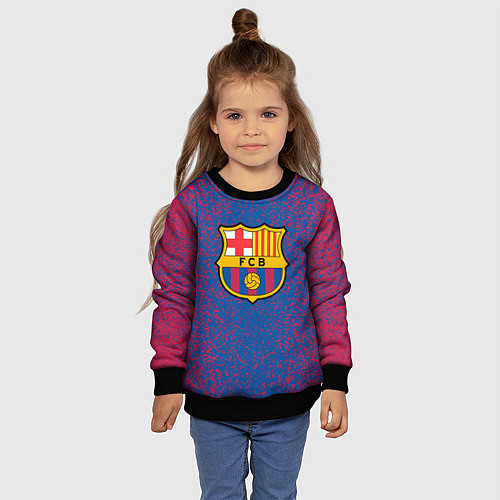 Детский свитшот Barcelona брызги красок / 3D-Черный – фото 4