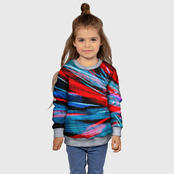 Свитшот детский Неоновые прерывающиеся линии - Красный и голубой, цвет: 3D-меланж — фото 2