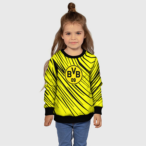 Детский свитшот Borussia боруссия абстрактный фон желтый / 3D-Черный – фото 4