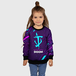 Свитшот детский Символ Doom в неоновых цветах на темном фоне, цвет: 3D-черный — фото 2