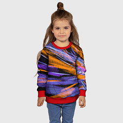 Свитшот детский Неоновые прерывающиеся линии - Оранжевый и фиолето, цвет: 3D-красный — фото 2