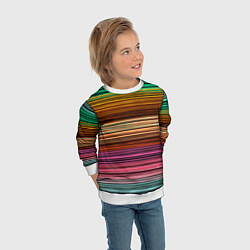 Свитшот детский Multicolored thin stripes Разноцветные полосы, цвет: 3D-белый — фото 2