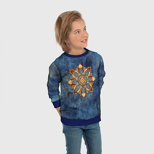 Детский свитшот Мандала-цветок / 3D-Синий – фото 3