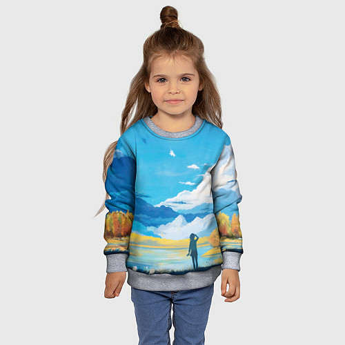Детский свитшот Горное озеро осенним днём / 3D-Меланж – фото 4