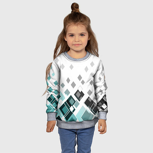 Детский свитшот Geometric pattern Геометрический узор ромбы / 3D-Меланж – фото 4