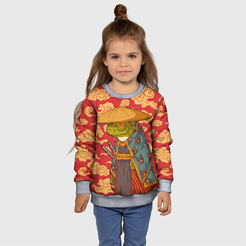 Детский свитшот Старая самурайская лягуха / 3D-Меланж – фото 4