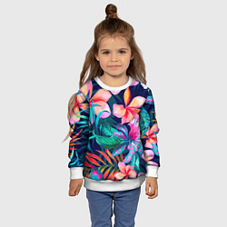 Свитшот детский Яркие тропические цветы Лето, цвет: 3D-белый — фото 2