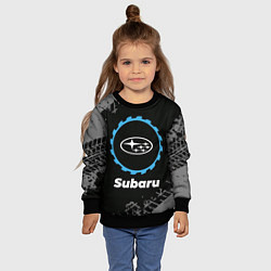 Свитшот детский Subaru в стиле Top Gear со следами шин на фоне, цвет: 3D-черный — фото 2