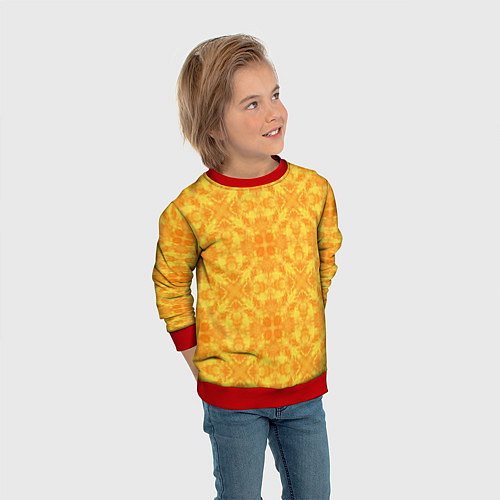 Детский свитшот Желтый абстрактный летний орнамент / 3D-Красный – фото 3